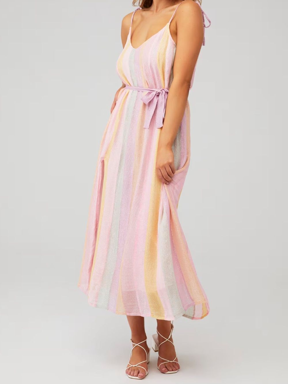 Sundress Women's Cary V-Neck Deep Back Colorful Maxi Dress Marabella Size Large